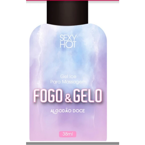  Gel para massagem beijável FOGO E GELO - Algodão Doce - ( Esquenta / Esfria) - 38ml