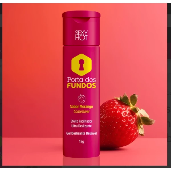 Porta dos Fundos Morango - Gel Anal Comestível Dessensibilizante e Lubrificante