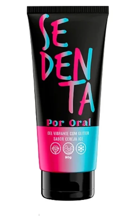 Sedenta Por Oral Cereja Ice Gel Vibrante Comestível com Glitter 50g Pepper Blend